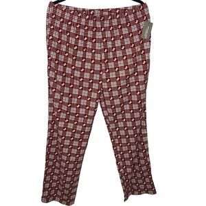 MICHAEL KORS Pajama Pants Plaid Pull-On Pockets Loungewear Logo MK Men L Red NWT